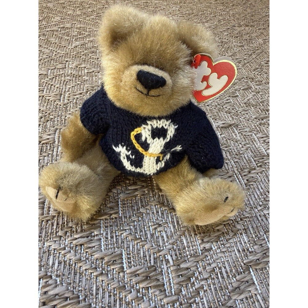 Ty Attic Treasures Collection Salty Bear Plush 1993 Handmade Navy Sweater Anchor